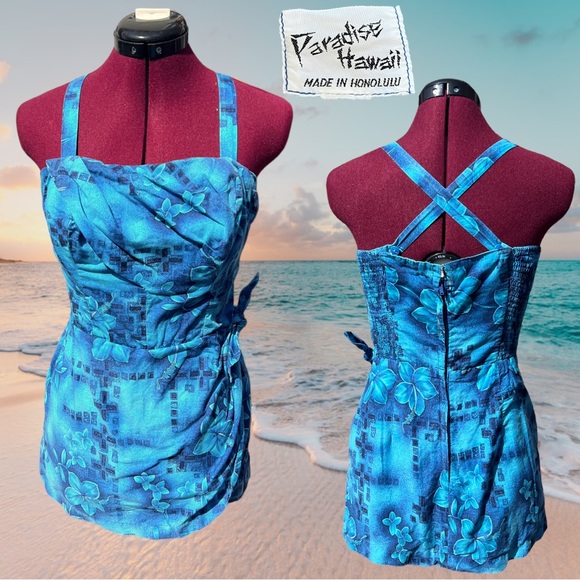 VTG Blue Floral 60's Paradise Hawaii Sun Suit Romper See Measurements in listing - Picture 1 of 15